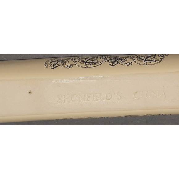 SHONFELDS Vintage Olive Boat Cream with Black Leaf Accent on Sides 16.5"x2" - Picture 4 of 6